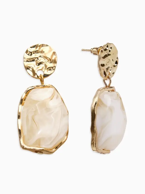 Серьги Серьги "Стиль камня", цвет белый в золоте