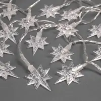Гирлянда &laquo;Нить&raquo; 5 м с насадками &laquo;Звёзды&raquo;, IP20, прозрачная нить, 20 LED, свечение мульти (RG/RB), мигание, 220 В