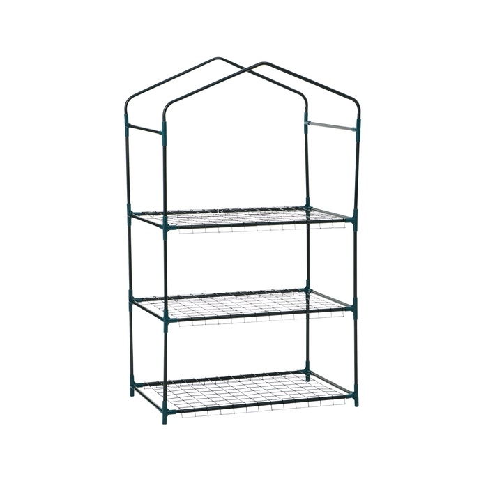 Стеллаж для рассады, 3 полки, 110 × 40 × 65 см, металлический каркас d = 12 мм, без чехла, Greengo