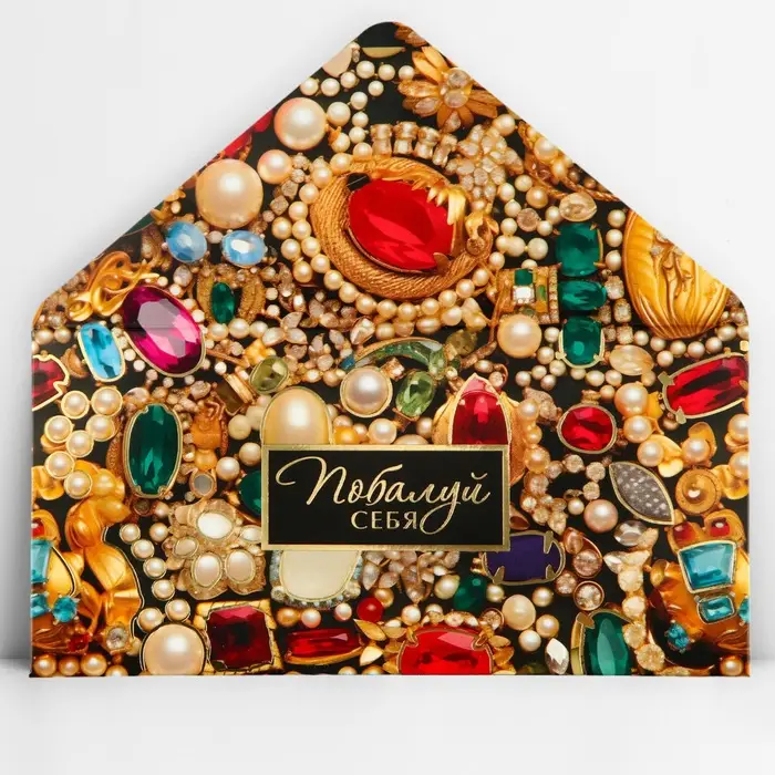 Конверт для денег &laquo;Побалуй себя&raquo;, тиснение, 16.5 х 8 см