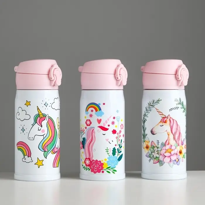 Термос, 300 мл, Compact Термос, 300 мл, Compact "Милые единорожки", сохраняет тепло 10 ч, 6.5х17 см, микс