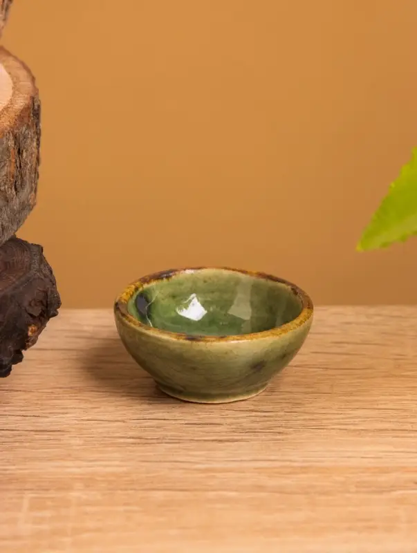 Соусник керамика, цв. зелёно-коричневый,  3,5х3,5х1,5 см