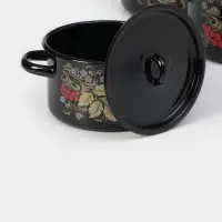 Набор кастрюль эмалированных &laquo;Рябина&raquo;, 3 предмета: 1.5 л, 2.9 л, 4.5 л, чёрный