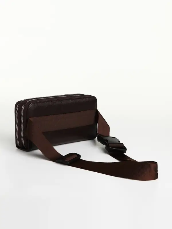 Сумка мужская на плечо TEXTURA, портмоне-клатч, на молнии, коричневая