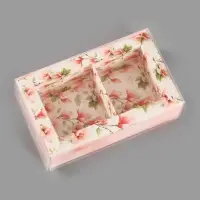 Коробка для 2 конфет с ячейками &laquo;Цветы&raquo;, 10&times;6&times;3 см