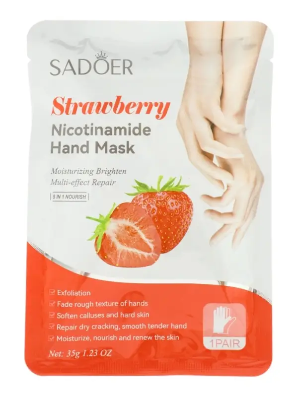 Маска-перчатки для рук, увлажняющая с экстрактом клубники