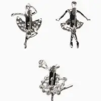 Броши "Балеринки" (набор 3шт), цвет микс в серебре