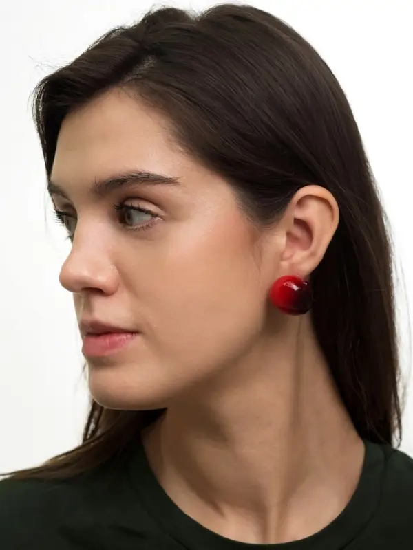 Серьги &laquo;Вишня&raquo;, красные в золоте