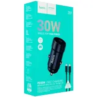 Автомобильное зарядное устройство с кабелем Type-C на Type-C PD30W Z57 Hoco серый