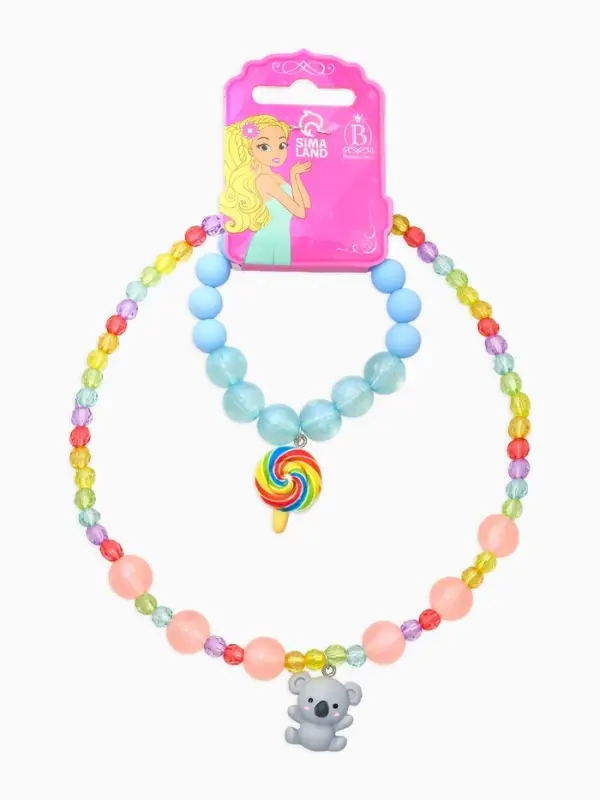 Набор детский &laquo;Выбражулька. Коала&raquo;, 2 предмета: бусы, браслет, разноцветный