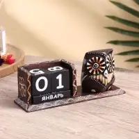 Вечный календарь настольный &laquo;Сова&raquo;, 22&times;7&times;11 см, дерево