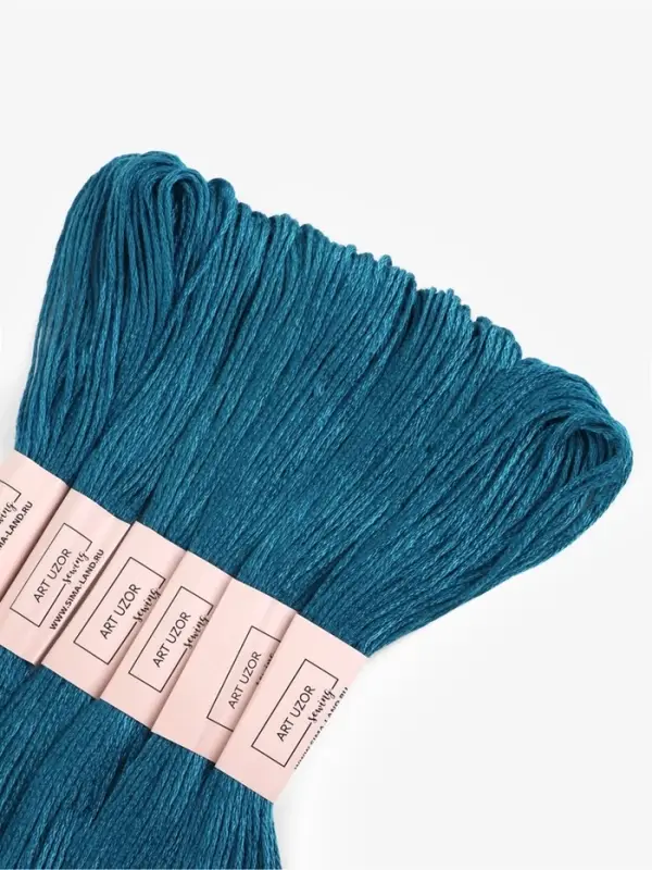 Нитки мулине №3842, 8&plusmn;1 м, набор 6 шт., синий