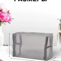 Косметичка Classic, полупрозрачная, на молнии, серая