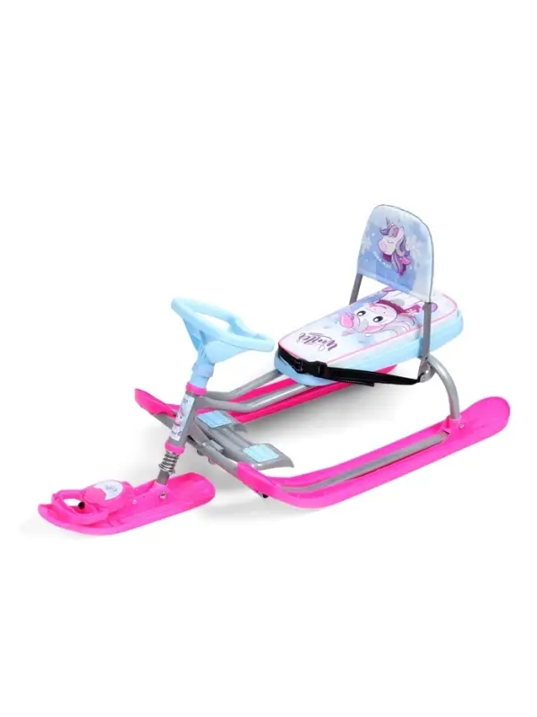 Снегокат &laquo;Тимка спорт 4-1&raquo; Единорог, со спинкой, голубой, розовый, ТС4-1 М/ЕР Nika Kids