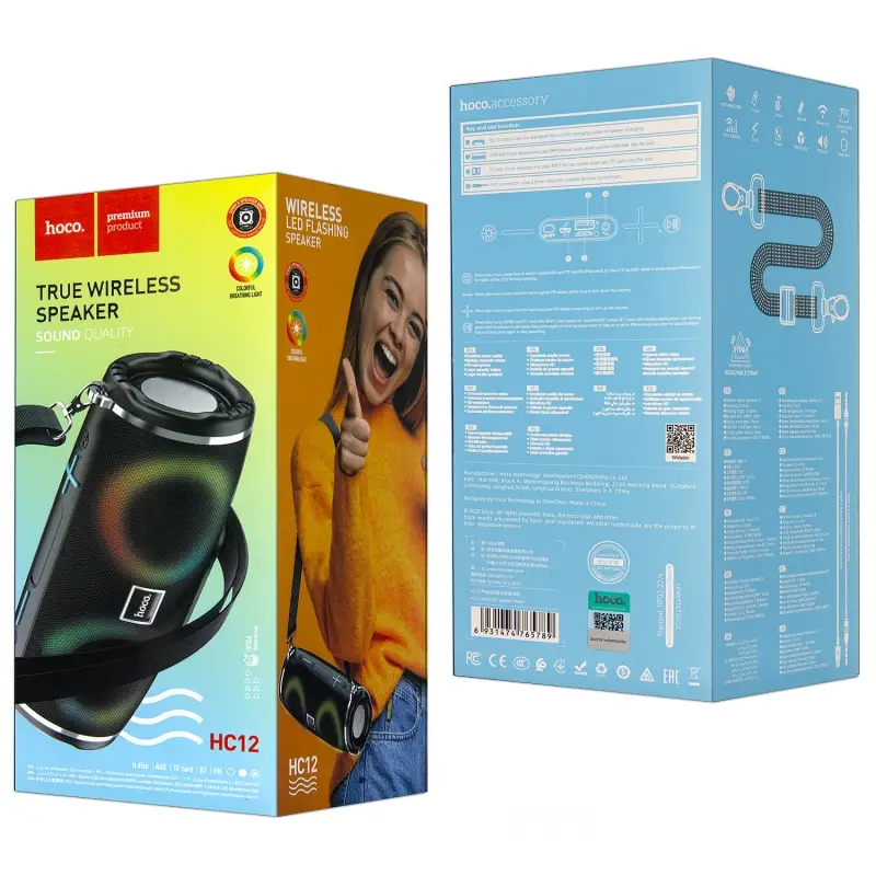 Портативная акустика HC12 Bluetooth HOCO черная Портативная акустика HC12 Bluetooth HOCO черная