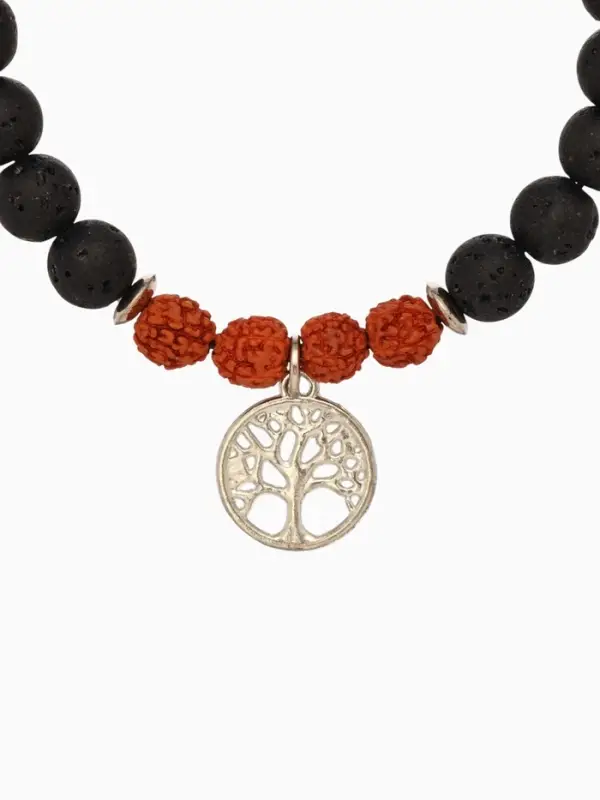 Браслет Браслет "Древо жизни" лава, рудракша, длина 18 см, цв. чёрный, коричневый