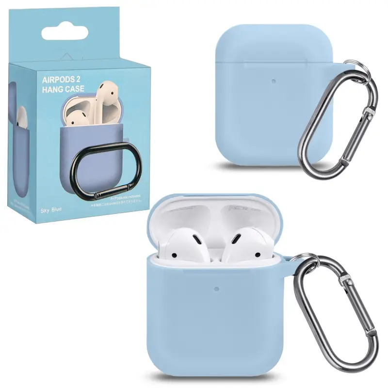 Чехол для AirPods 1/2 с карабином №16 Sky Blue