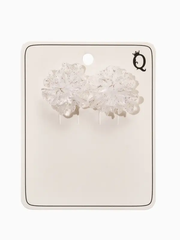 Серьги Серьги "Цветок ажурный воздушный", цвет прозрачный белый с блестками