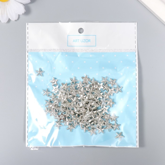 Декор для творчества пластик Декор для творчества пластик "Звёзды" серебро набор 100 шт 1х1 см
