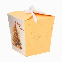 Бонбоньерка, новогодняя подарочная упаковка «Золотая Ель», 7.5×8×7.5 см