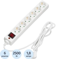 Сетевой фильтр BigTech CD6-1,8W1 (6р/1,8м/10А/2500Вт 1мм 2500Вт)