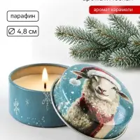 Свеча ароматическая, в железной банке &laquo;С Новым годом&raquo;, карамель, d=4.8 см