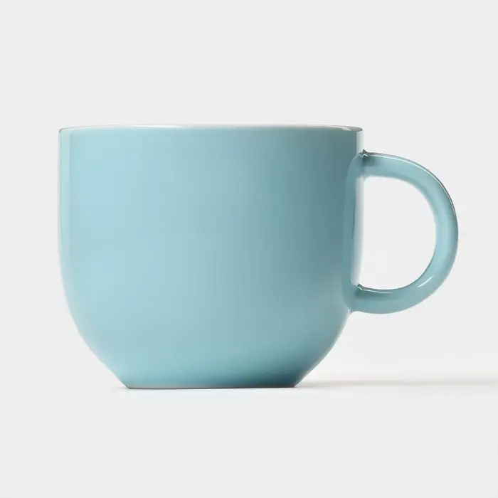 Чайная пара &laquo;Зефирка&raquo;, 3 предмета: чашка 250 мл, блюдце d=13.7 см, ложка, керамика, голубая
