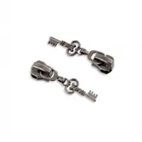 Бегунок для металлической молнии, №5, &laquo;Ключ&raquo;, 10 шт., цвет чёрный никель