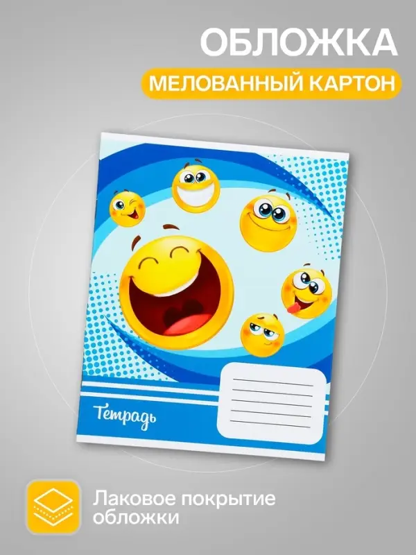 Комплект тетрадей из 10 штук, 18 листов в линию Calligrata "Смайлики", обложка мелованный картон, ВД-лак, блок офсет, 4 вида по 2 штуки + 2 повторяющиеся