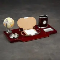 Набор настольный, органайзер 7 в 1, часы, лок для бумаги, визитница, глобус, подставка для печати, карандашница, 40&times;20&times;17, МИКС