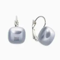 Серьги пластик "Майорика" квадрат, цвет светло-серый в серебре