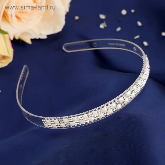 Ободок для волос "Сияние" шахматка, 1,2 см, прозрачный