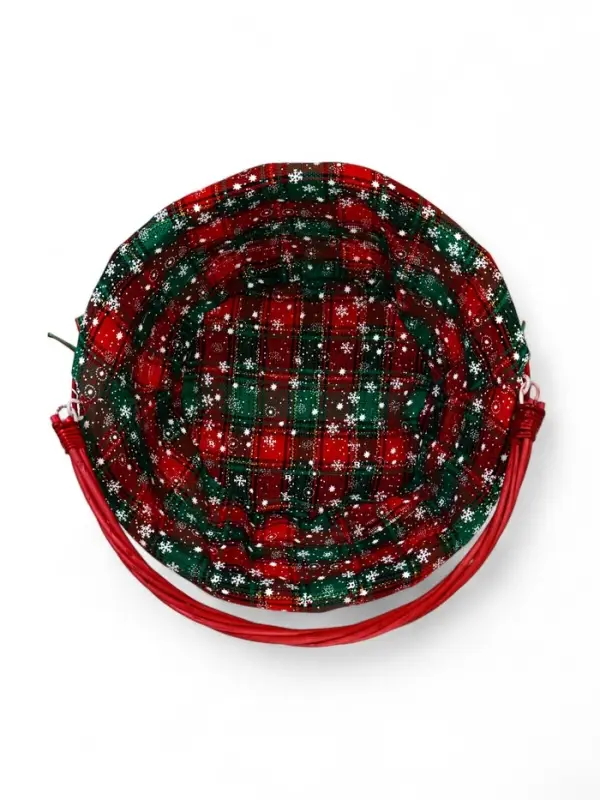 Корзина плетеная 32 х 32 х 14 см, ручка h=14 см красный НГ ткань Корзина плетеная 32 х 32 х 14 см, ручка h=14 см красный НГ ткань