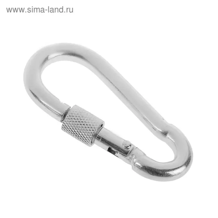 Карабин монтажный с фиксатором ТУНДРА krep, DIN5299D, 4&times;40 мм, оцинкованный, 1 шт.