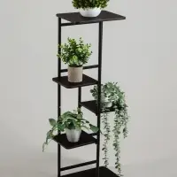 Подставка для цветов Greengo, 5 полок, 36&times;23&times;94 см, напольная, каркас металл, полки МДФ, чёрная