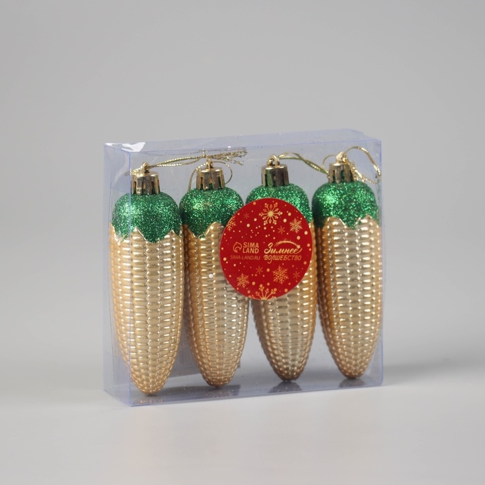 Украшение ёлочное Украшение ёлочное "Кукуруза классик" (набор 4 шт) 10х3 см, золото