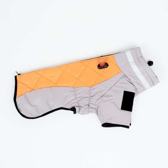 Куртка для больших собак, мембрана, 4XL (ДС 55, ОШ 53, ОГ 73см),серо-оранжевая