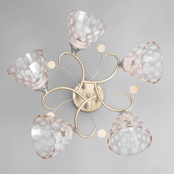 Светильник потолочный Соллар 60х60х26 , 5х60Вт Е27,Золото, хром Светильник потолочный Соллар 60х60х26 , 5х60Вт Е27,Золото, хром