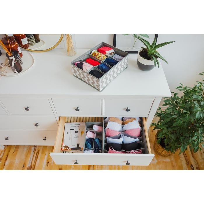 Органайзер для хранения белья «Зигзаг», 8 ячеек, 32×24×12 см, цвет серый Органайзер для хранения белья «Зигзаг», 8 ячеек, 32×24×12 см, цвет серый