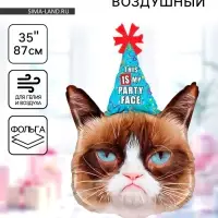 Воздушный шар фольгированный 35" &laquo;Сердитая кошка в колпаке&raquo;