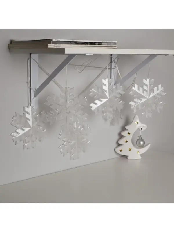 Гирлянда &laquo;Нить&raquo; 2 м с насадками &laquo;Снежинка матовая&raquo;, IP20, прозрачная нить, 36 LED, свечение тёплое белое, 220 В