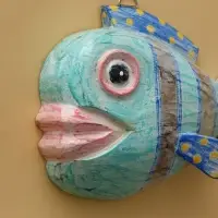 Панно «Рыба-клоун», 20×16.5×6.5 см, дерево, бирюзовое