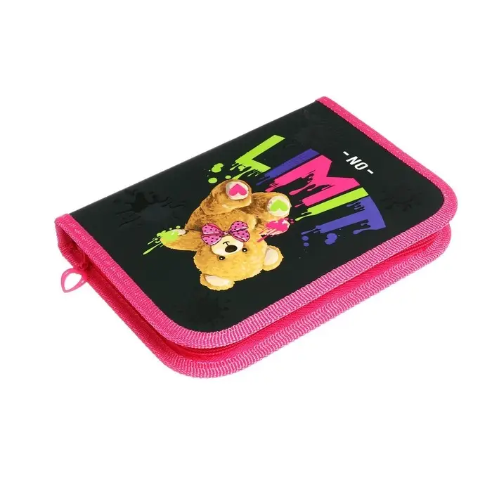 Пенал 1 секция 130 х 190 х 30 мм, с откидной планкой, ПКК 07-19 "Плюшевый мишка" ламинированный картон, с эффектом 3D