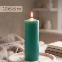 Свеча цилиндр 5&times;15 см, зелёная