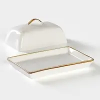 Маслёнка Magistro «Церера», 18×12 см, фарфор, белая Маслёнка Magistro «Церера», 18×12 см, фарфор, белая