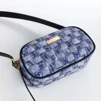 Сумка женская кросс-боди на молнии, 20.5&times;6.5&times;11.5 см, в клетку, синяя