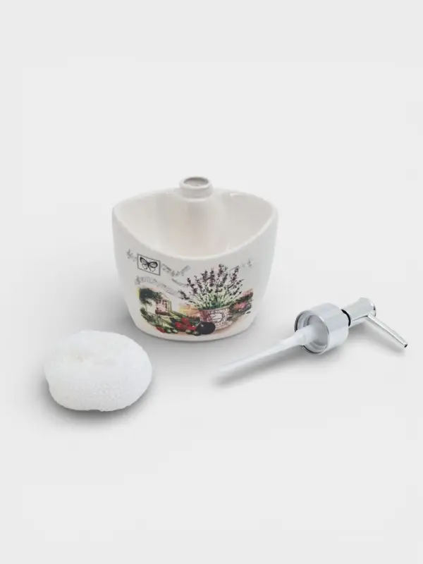 Дозатор для моющего средства с подставкой для губки Доляна &laquo;Лаванда&raquo;, 260 мл