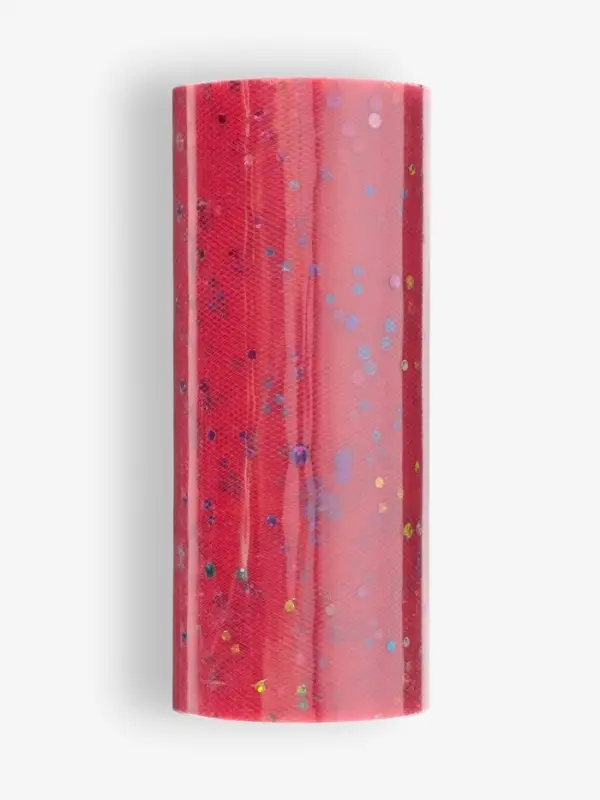 Фатин с разноцветными блёстками, 15 см, 23 &plusmn; 1 м, 11 &plusmn; 1 г/м&sup2;, цвет красный №17