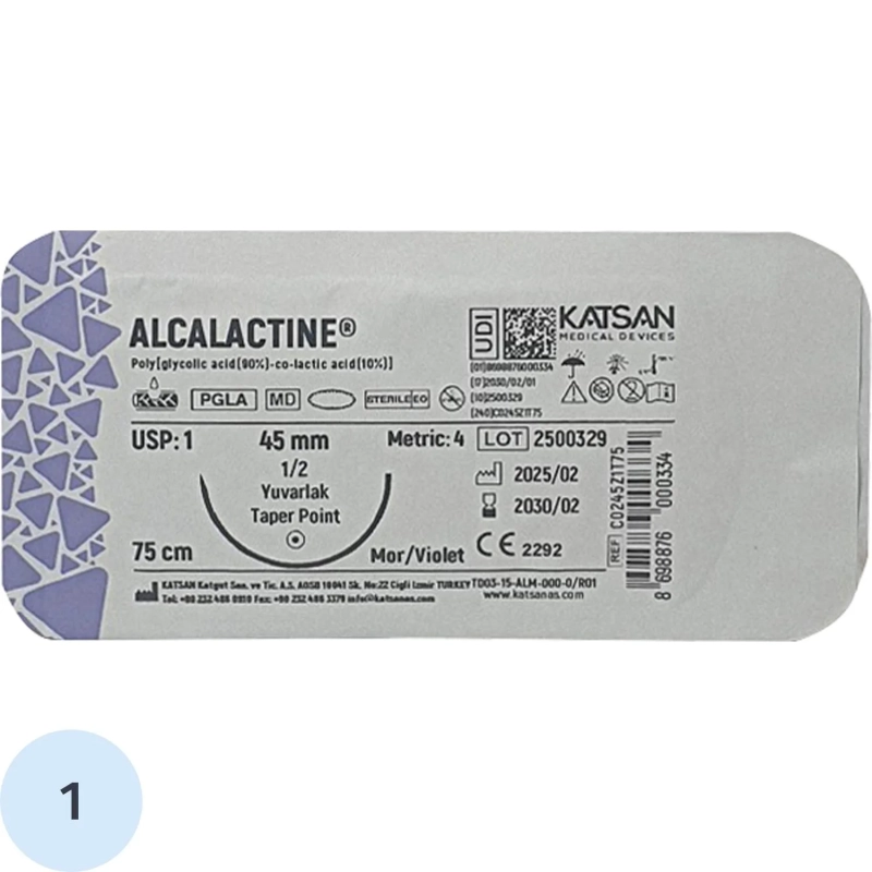 Шовный материал ALCALACTINE 1 75см, колющ. 45мм 1/2 12шт C0245Z1T75