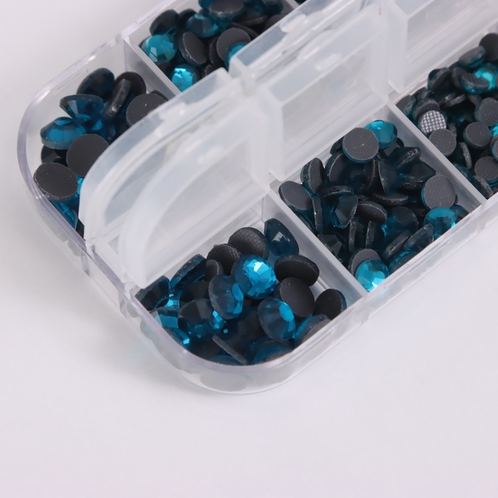 Декор для творчества стекло Декор для творчества стекло "Стразы усечённый конус. Синее море" d=2-6,5 мм н-р 2600 шт